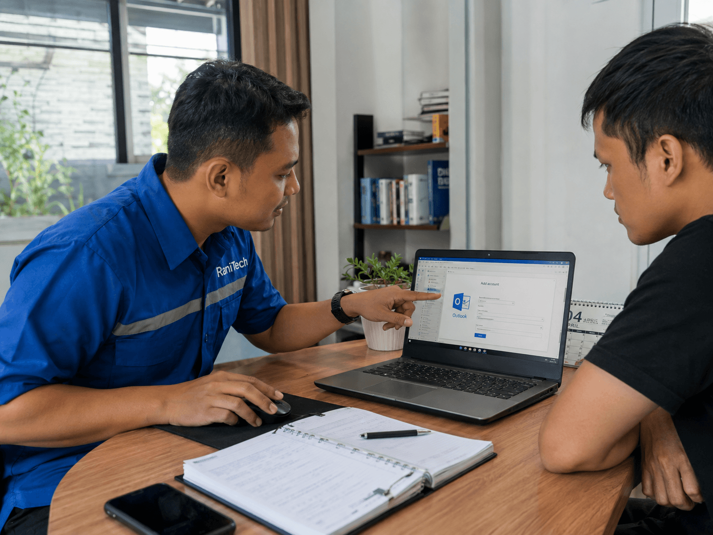 Ilustrasi setup Microsoft Outlook dan email kerja
